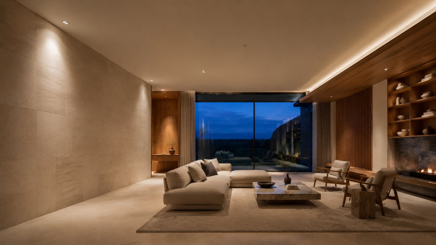 Villa yaşam alanı aydınlatma simülasyonu